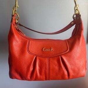 Coach Ashley 2 Way Leather Hobo Bag in Burnt Orange Vermillion Style F19761 Y2K
